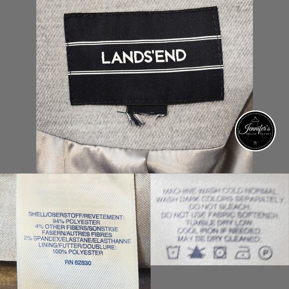 Lands' End Women's Gray Poly Blend Hidden Button Fully Lined Jacket Size 4X 30W - Picture 10 of 12